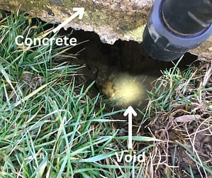 sinking concrete and void from gutter drainage